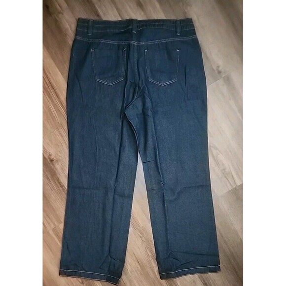 Woman Within Jeans NWOT 20T Natural Fit Wide-Leg Dark Wash Denim - Picture 2 of 7